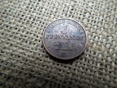Porosz , 3 pfenninge 1871 C , pfennig  , William I
