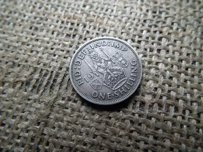 Anglia , ezüst 1 shilling 1937 