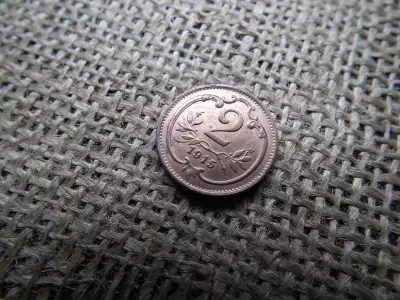 2 heller 1915 , extra , verdefényes 