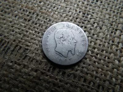 Olaszország , 1 lira 1863 , ezüst , T  BN , líra 