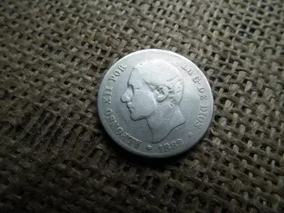 Spanyolország , ezüst 2 pesetas 1882 , pezeta 