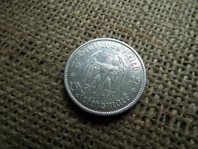 Birodalmi , ezüst 5 márka 1935 A , reichsmark , Templomos 