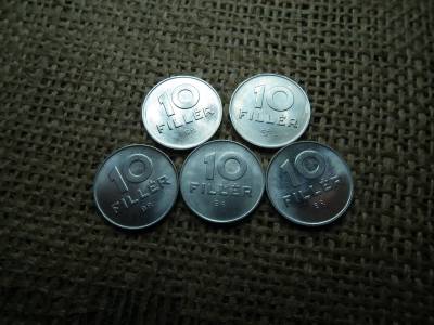 Verdefényes 10 fillér sor ! 1979 , 1980 , 1981 , 1982 , 1983 