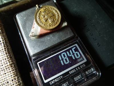 1922 Horthy Bronz Signum Laudis katonai szalagon , kitüntetés 