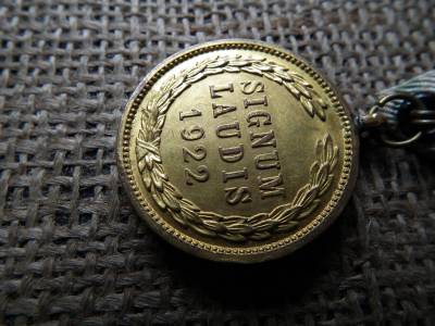 1922 Horthy Bronz Signum Laudis katonai szalagon , kitüntetés 