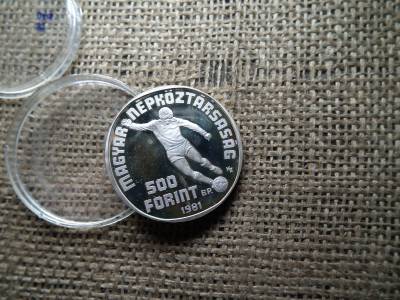 Ezüst 500 forint 1981 PP , foci VB