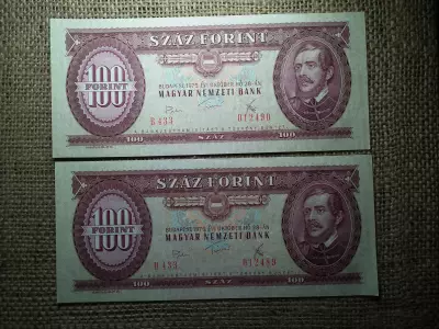 100 forint 1975 , 2 db sorszámkövető 