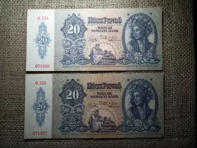20 pengő 1941 , 2 db sorszámkövető 