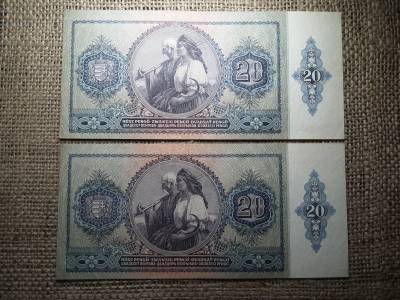 20 pengő 1941 , 2 db sorszámkövető 