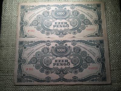 1000 pengő 1945 , 2 db sorszámkövető 