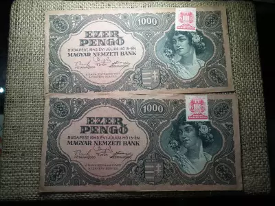 1000 pengő 1945 , 2 db sorszámkövető 