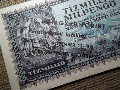 Tízmillió milpengő 1946 , 20 éves a Magyar forint , Pénztörténeti kiállítás Cspel 1966 