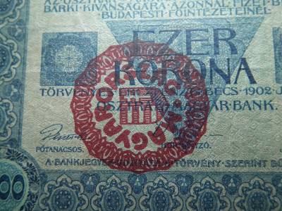 1000 korona 1902 , Magyarország felülbélyegzés 