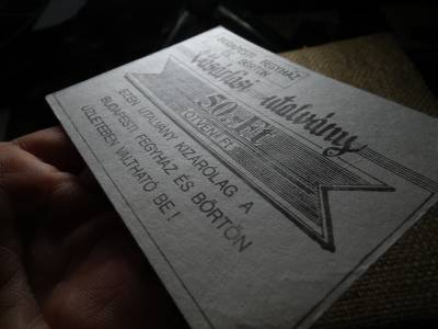 Budapesti Fegyház és Börtön 50 forint , vastag papír 