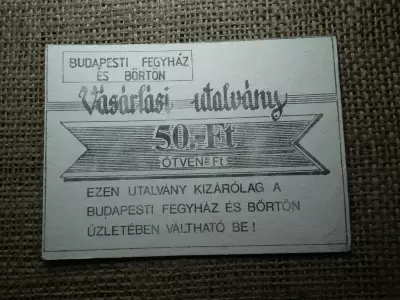 Budapesti Fegyház és Börtön 50 forint , vastag papír 