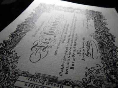 10 forint 1849 - Szemere - Óbuda 1988 , makkos vízjeles 