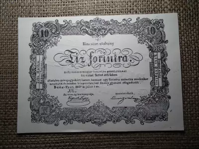 10 forint 1849 - Szemere - Pécs 1964 , makkos vízjeles  , Zsolnay 