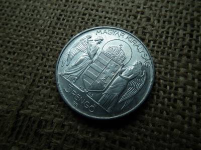 5 pengő 1943 , Horthy Miklós  , Magyar címer  ellenjeggyel 