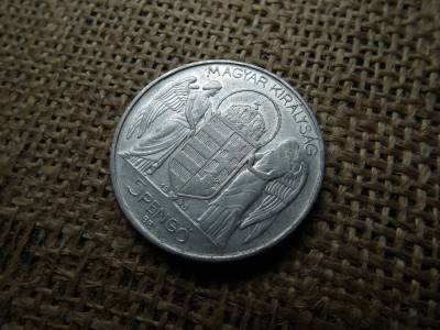 5 pengő 1943 , Horthy Miklós  , Sarló kalapács   ellenjeggyel 