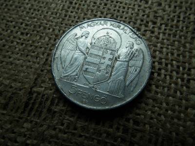 5 pengő 1943 , Horthy Miklós  , Sarló kalapács   ellenjeggyel 