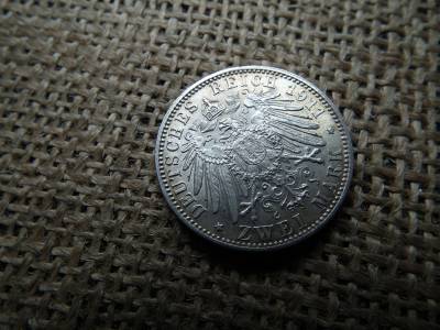 Ezüst 2 márka 1911 D , mark , Luitpold Ottó régens herceg 90. születésnapja ,Bajor Királyság