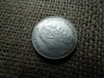 Ezüst 2 márka 1911 D , mark , Luitpold Ottó régens herceg 90. születésnapja ,Bajor Királyság