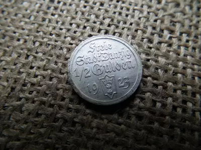 Ezüst 1/2 gulden 1923 , 	Danzig szabadváros ( Danzig városa , Lengyel Államok )