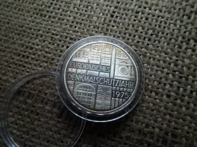 Németország , ezüst 5 márka 1975 f , pp , Europäisches Denkmalschutzjahr