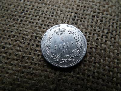 Szerbia , ezüst 1 dinár 1875 , 1 Dinar - Milan Obrenović IV 