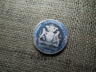 Guyana ezüst 5 dollár 1978 , dollars , PP ,Függetlenség