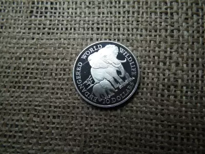 Ezüst 10 dollár 1990 PP - II. Erzsébet afrikai elefánt , Cook szigetek 