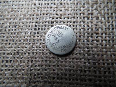 Olaszország , ezüst 50 Centesimi 1863 N BN- Victor Emmanuel II