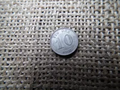 Svédország , ezüst 10 Öre 1907  - Oscar II