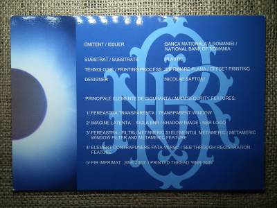 Románia 2000 lei 1999 UNC  , Bemutató szórólapokban (001A sorozat) C1