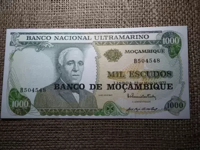 Mozambik 1000 escudos 1972  UNC , Banco de Moçambique Overprint , C1 