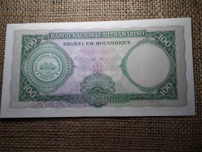 Mozambik 100 escudos 1961  UNC , Banco de Moçambique Overprint , C1
