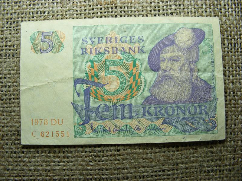 Svédország 5 kronor bankjegy, 1978, korona