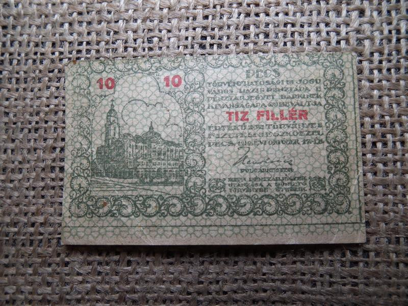 Pécs 10 fillér bankjegy, 1919
