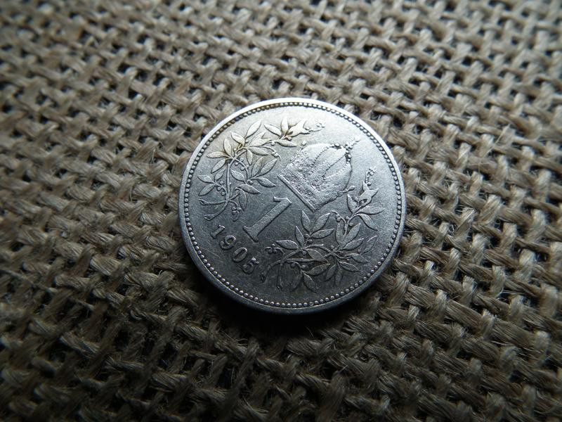 Ezüst 1 korona érme, 1905, Corona