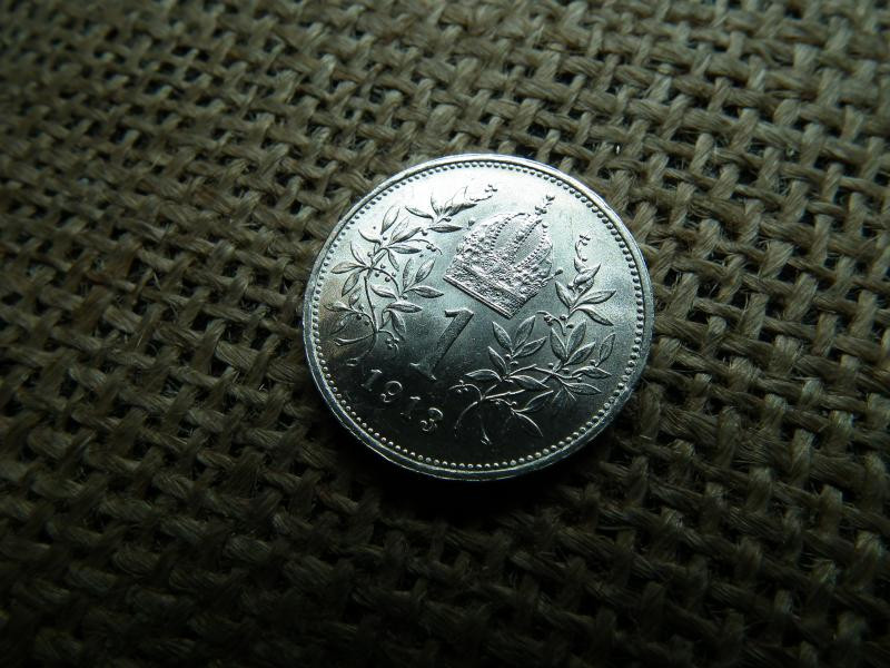 Ezüst 1 korona érme, 1913, corona