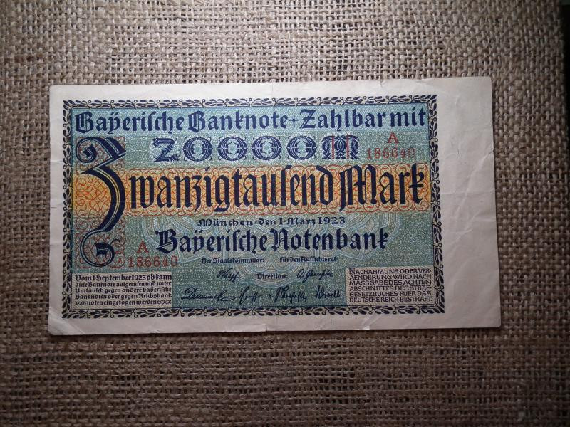 Bajor 20000 márka, 1923, papírpénz