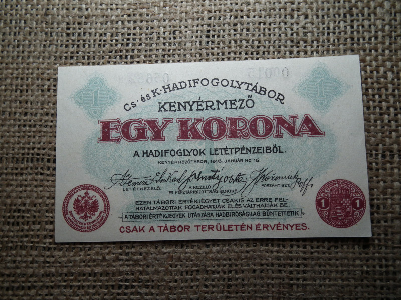 1 korona 1916 , Kenyérmező , hadifogolytábor 