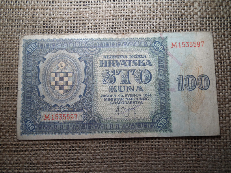 Horvátország , 100 kuna 1941 bankjegy 