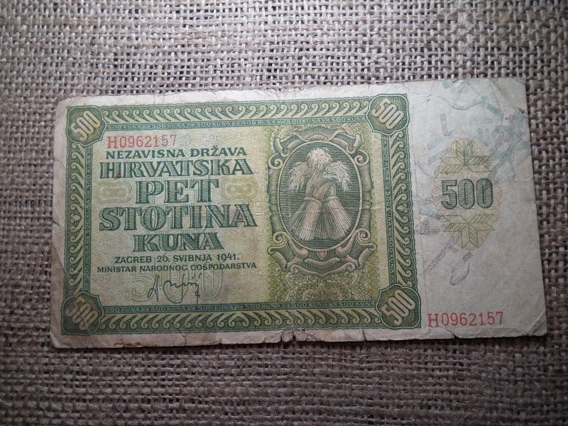 Horvátország , 500 kuna 1941 bankjegy 