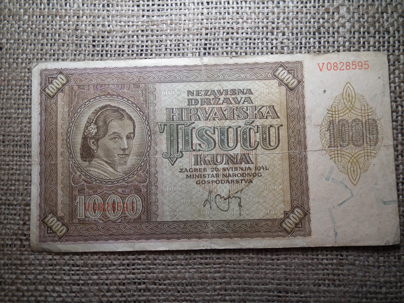 Horvátország , 1000 kuna 1941 bankjegy 
