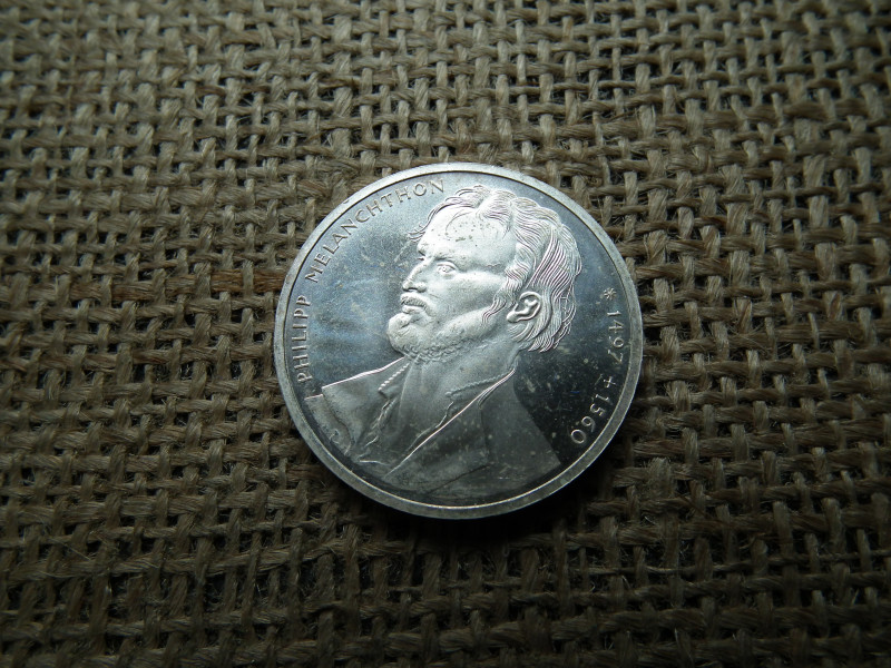 Németország , ezüst 10 márka 1997 J , Deutsche Mark Melanchthon
