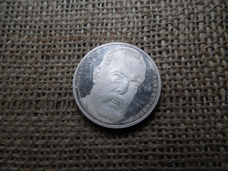 Németország , ezüst 10 márka 1993 J , Deutsche Mark Robert Koch