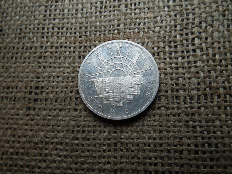 Németország , ezüst 10 márka 1989 D , Deutsche Mark 2000 Years Bonn