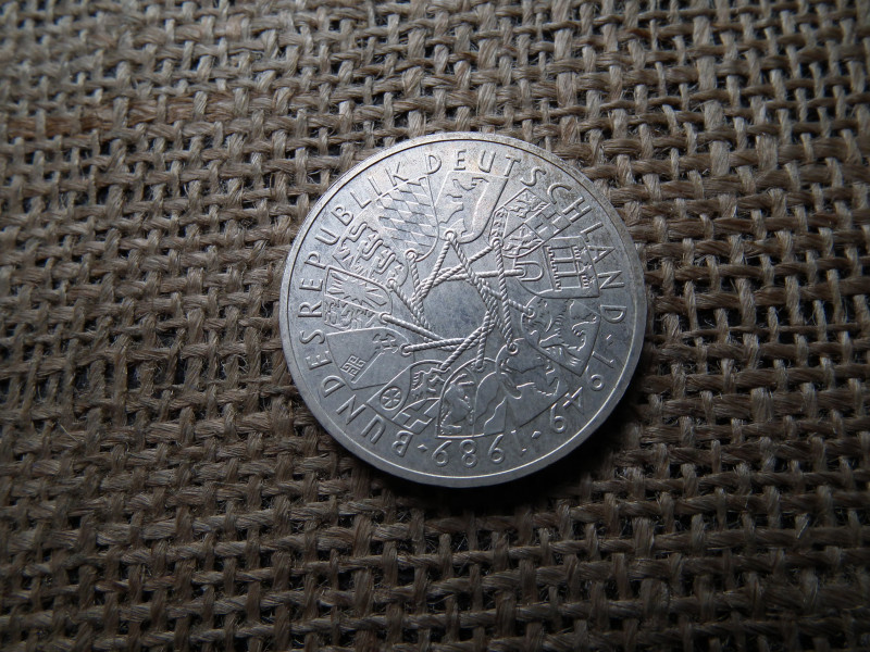 Németország , ezüst 10 márka 1989 G , Deutsche Mark 40 Years of Federal Republic