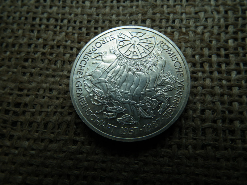Németország , ezüst 10 márka 1987 G , Deutsche Mark Treaty of Rome